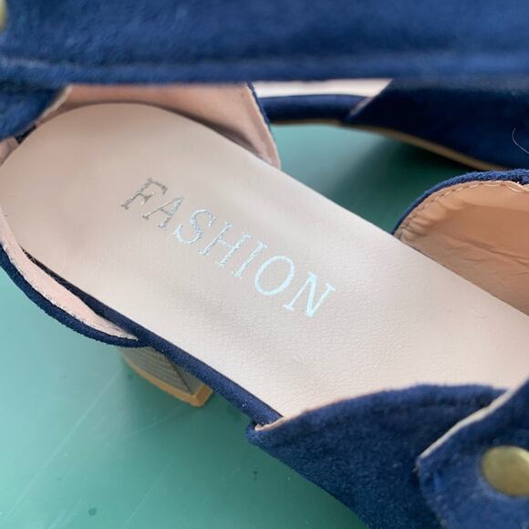 Fashion Blue strappy Saude zip up back open toe heels - Picture 13 of 13